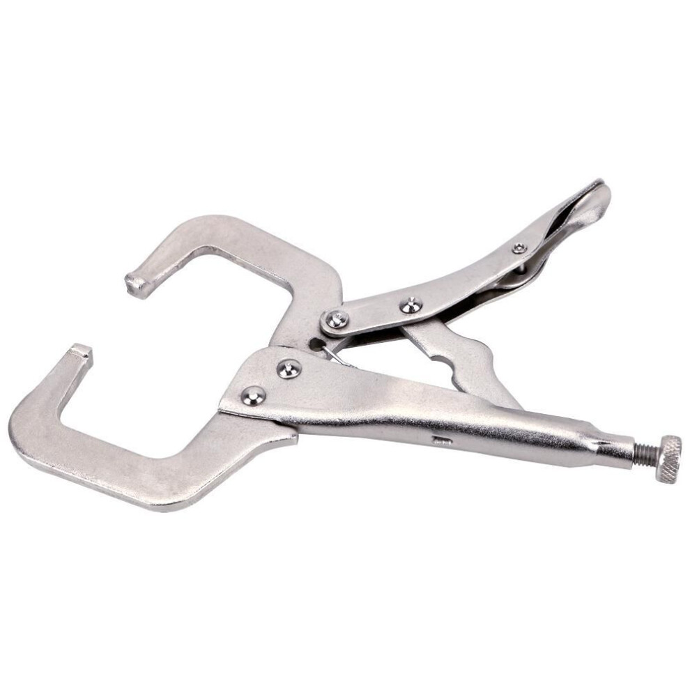 (silver, Fixed Head) Fix Plier Pincer Tong Tenon Locator Pad Wood Work Hand Tool Grip Vise Lock Jaw Swivel C Clamp Weld Clip Woodwork Alloy Steel