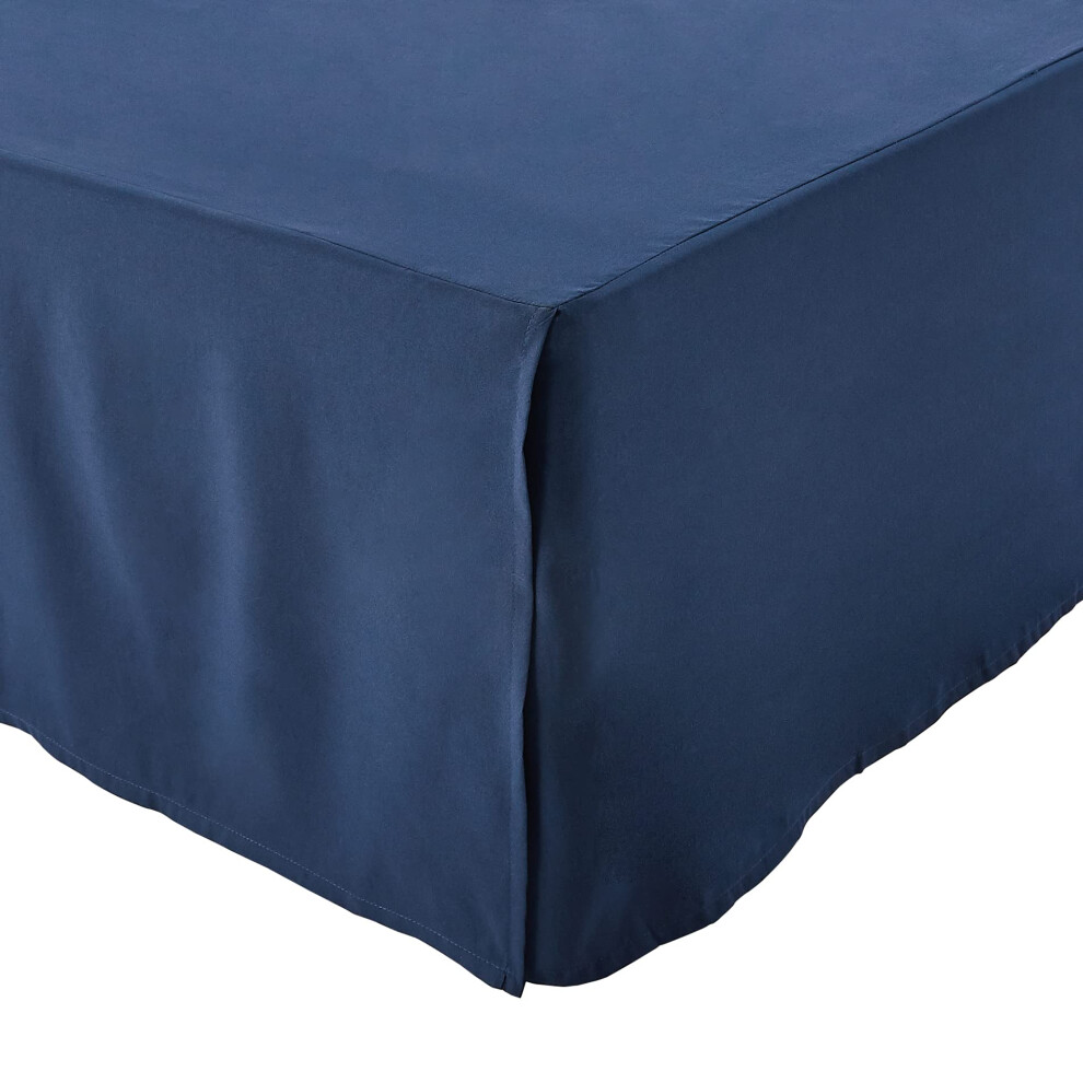 Amazon Basics Lightweight Pleated Bed Skirt, King, Navy Blue, Solid