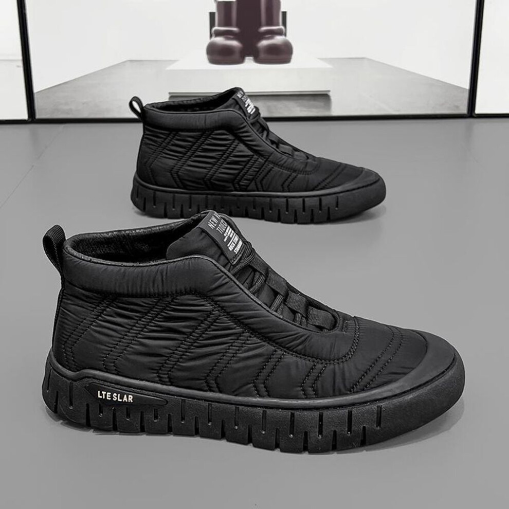 (black, 42) Men Boots Winter High Top Canvas Shoes Fashion Cotton Shoes Fashion Boots Business Casual Outdoor Shoes Male Sneakers New