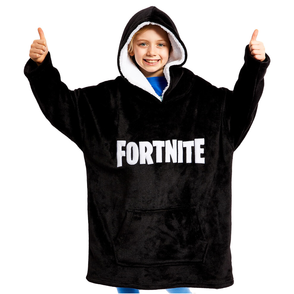 FORTNITE Hoodie for Boys, Oversized Hoodie Sweatshirt Blanket, Warm Comfortable Hooded Robe, Gifts for Boys Girls Teens Grey