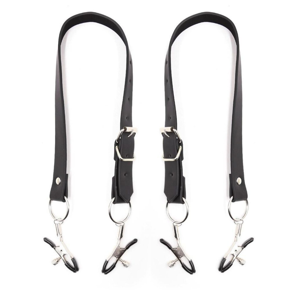 Vahppy Binding Thighs Labia Clamps Breast Clamps With Belt 2pcs Pu Sex Toys For Couples Sm Bdsm Game Props Adult Products