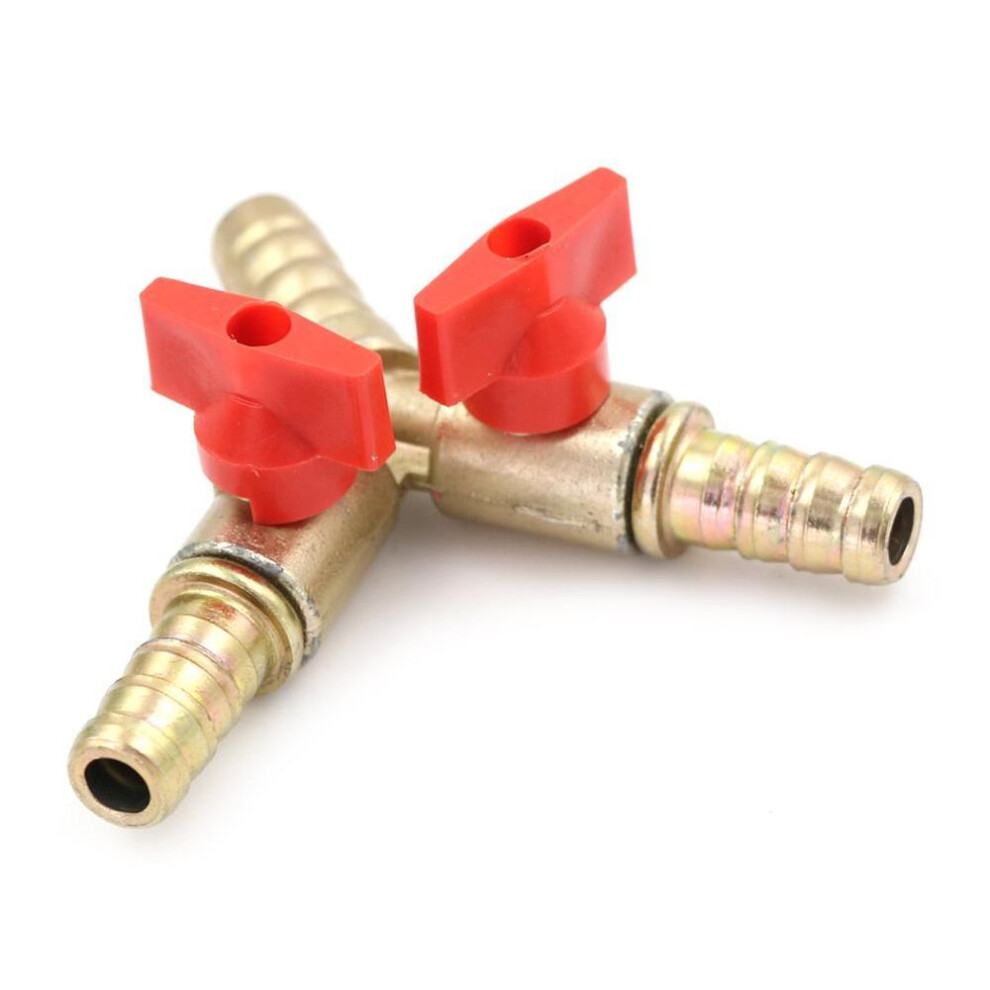 3 Way Tee Brass Y Shut Off Ball Valve 3/8" 10mm Barb Fuel Gas Oil / Valve Clamp