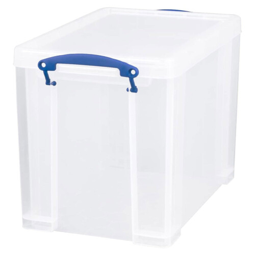 Really Useful Really Useful Box 19 Liter Plastic Stackable Storage Container w/Snap Lid & Built-In Clip Lock Handles for Home & Office Organization, Clear 2 Pack 2
