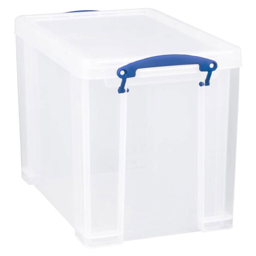 Really Useful Really Useful Box 19 Liter Plastic Stackable Storage Container w/Snap Lid & Built-In Clip Lock Handles for Home & Office Organization, Clear 2 Pack 1