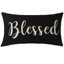 Joli cadeau inspirant lettres bnies mots taille lombaire noir coton lin taie d'oreiller housse de coussin pour canap dcoration de la maison ob
