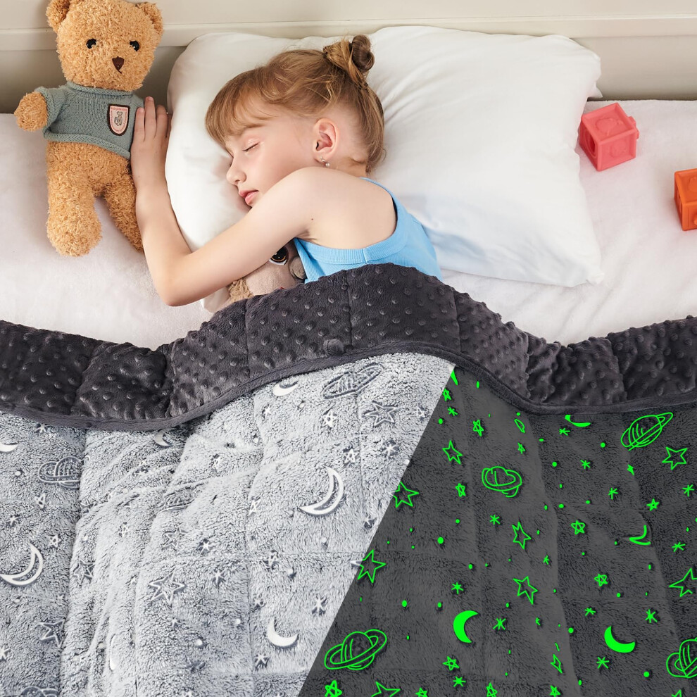 Yescool Couverture lestée de 1,4 kg, couverture lestée phosphorescente, couverture lourde en Minky chaude et lavable pour dormir, de 9 à 18 kg, 9