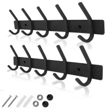 GlazieVault Black Coat Rack Wall Mount - Stainless Steel Coat Hooks for Wall 2 Pack - Heavy Duty Coat Hanger Wall Mount for Hat Towel Jacket Clothes f