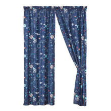 WPM Kids Collection Bedding 4 piese Set Set pentru copii pentru copii Fereastra Blue Space Ship Stars Rocket Planete Planete Design 2 Panouri Fie
