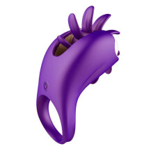 (purple) New Vibrator Rotation Tongue Licking Vibrating Penis Ring G-spot Massager for Vagina Clitoris Stimulate for Couples Sex Toys