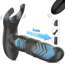 (black) Delayed Ejaculation Penis Ring Remote Control Telescopic Dildo Vibrator Prostate Massager G-spot Stimulator Sex Toys for Couple