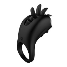 (black) New Vibrator Rotation Tongue Licking Vibrating Penis Ring G-spot Massager for Vagina Clitoris Stimulate for Couples Sex Toys