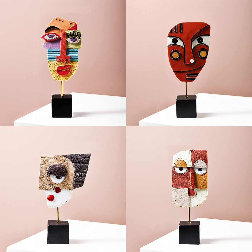 Lot De 4 Statues Artisanales En R Sine, Sculptures Abstraites Pour D Coration D'int Rieur, Art Africain Moderne, Figurines Tribales, Articles De-image