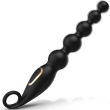 (black) Adults Vibrating Anal Beads Butt Plug Graduated Design Silicone Anal Vibrator with 7 Vibration Modes for Adult Men
