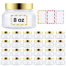 24-pack plastic containers van 8 oz met deksels en waterdicht label BPA-vrij - hervulbare transparante cosmetische containers voor lichaamsboter, sui