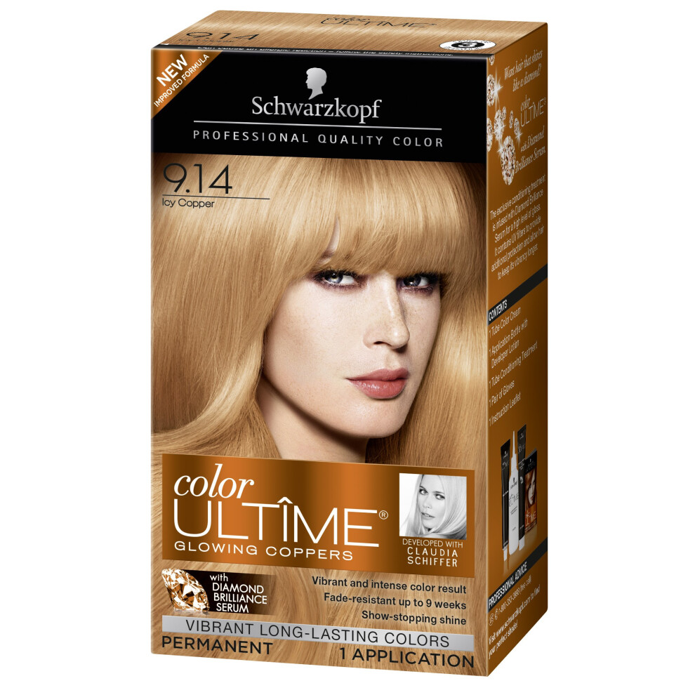 Schwarzkopf Cream Color Ultime Hair Color 9.14 Icy Copper Packaging May Vary