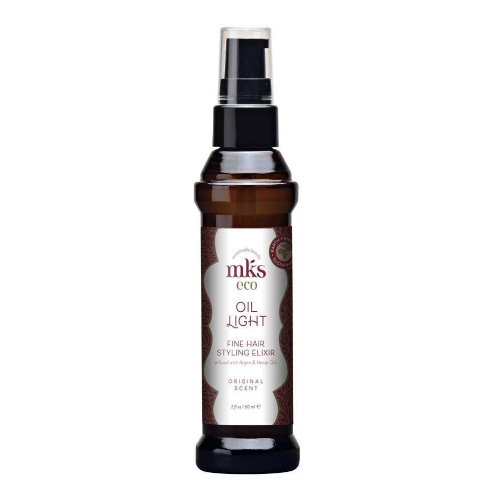 Earthly Body Mks Eco Hair Styling Elixir - Original 2 Fl Oz - Moroccan Argan Oil And Hemp Seed Oil For Fine Hair - Moisturizing, Nourishing & Frizz Control - Vegan