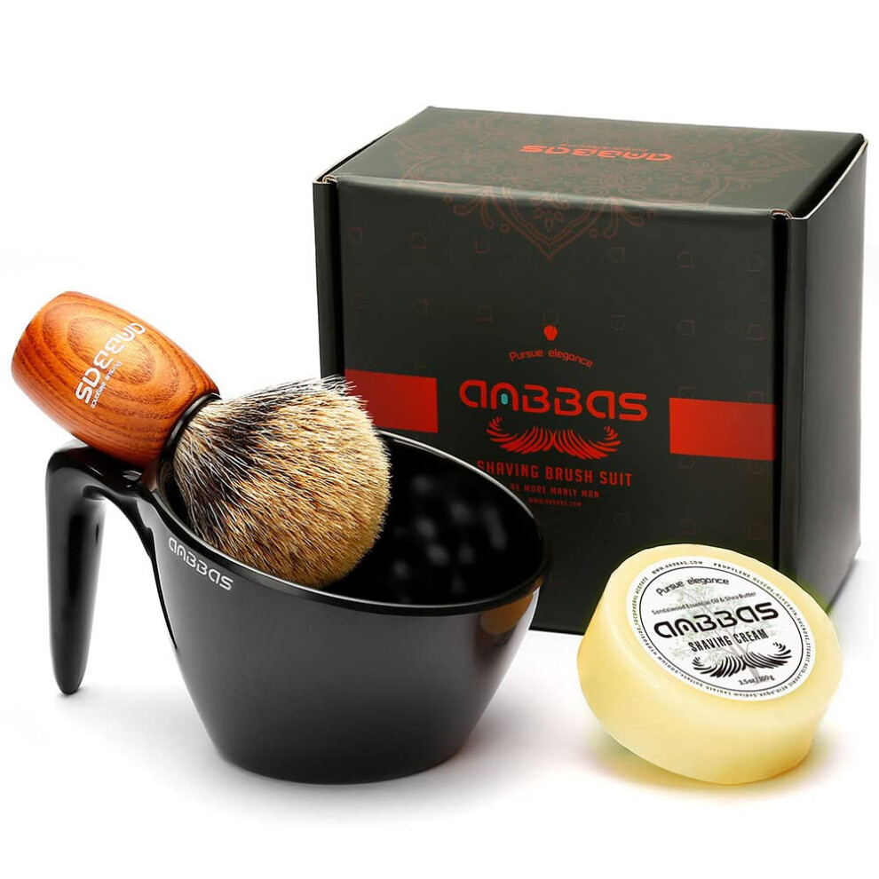 Anbbas Fine Badger Hair Shaving Brush With 100G Shaving Soap Refill And Upgrade Lathering Way-Pop Mug A5 Melamine,Foaming Set For Men Wet Shave,Women