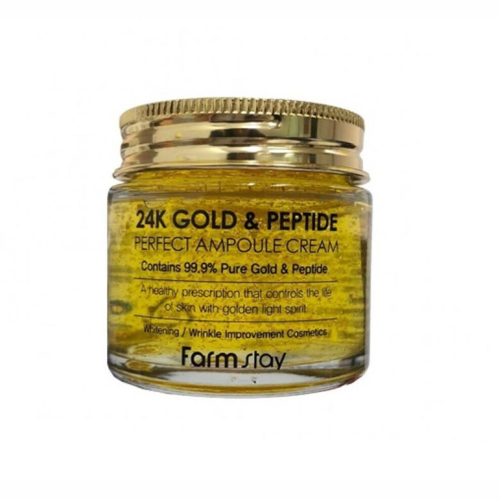 Farmstay 24K Gold & Peptide Perfect Ampoule Cream (80ml 2.70 oz) Whitening, Wrinkle Improvement