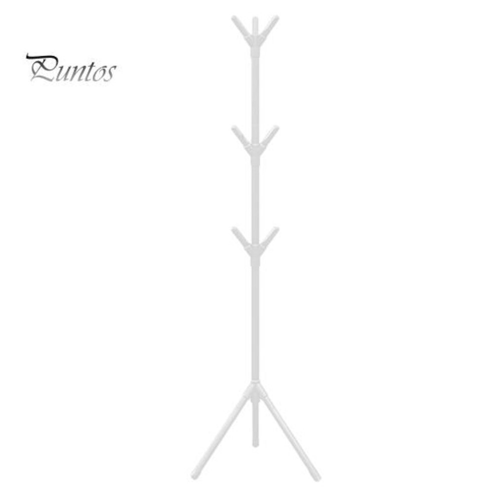 (white) Multi Hook Clothes Rack Stand Coat Hanger High Stability Adjustable Height Easy Assembly Freestanding Clothing Storage Rack