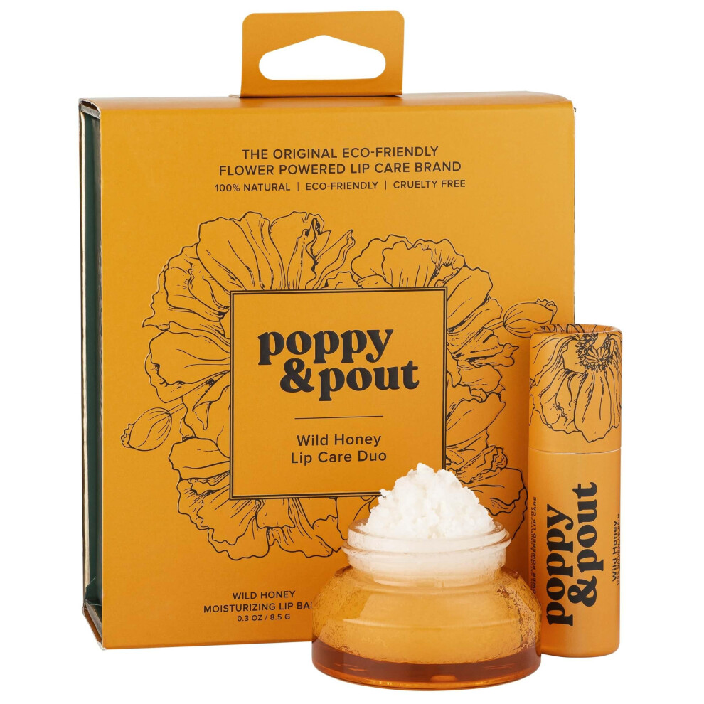Pp Perfect Pout Pura Cosmetics Poppy & Pout Lip Care Set | Lip Balm & Scrub | Sustainable Cardboard Tubes & Glass Jars, All Natural, Beeswax, Coconut Oil, Cruelty Free, Exfoliating