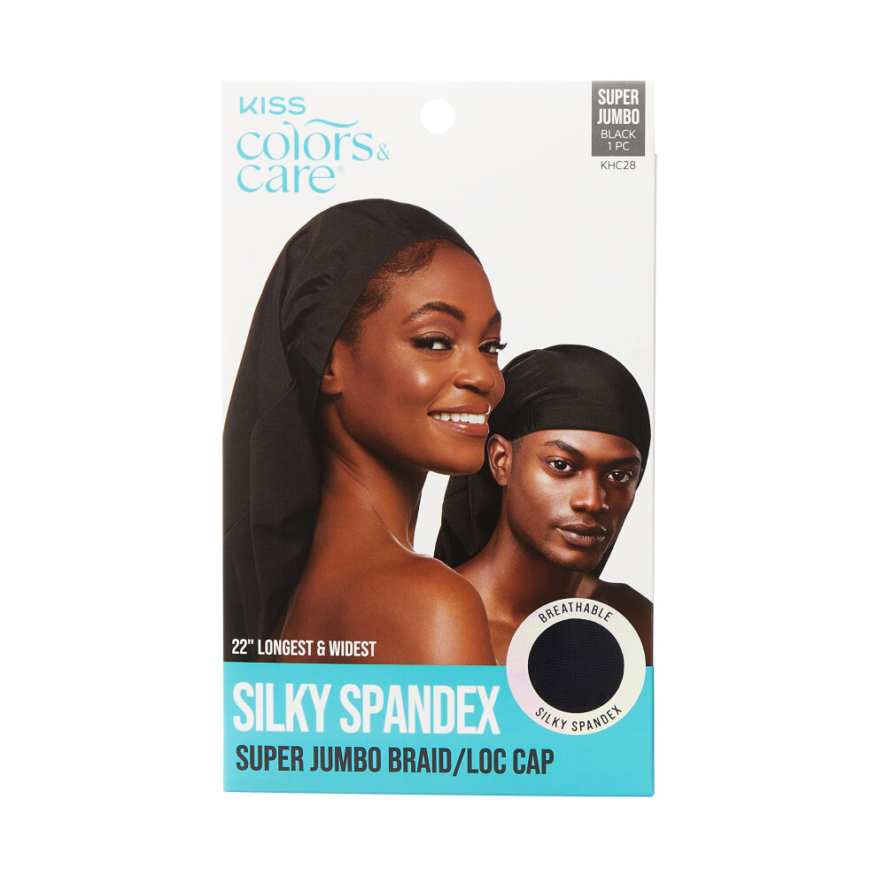 Kiss Colors & Care Spandex Braid/Loc Cap, Super Jumbo - Comfortable, Stretchy & Mark-Free For All Hair Types - Great For Protective Styles Including L
