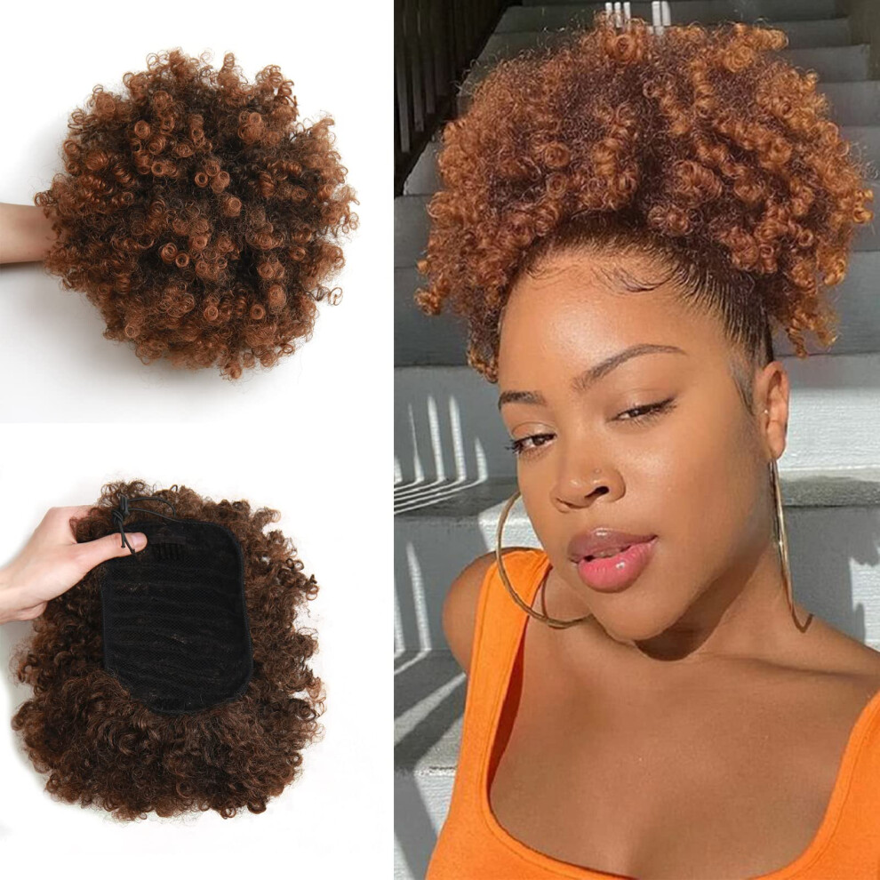 Starsplus Unisex Afro Puff Kinky Curly Drawstring Ponytail Extension For Women Afro Drawstring Ponytail Kinky Curly Ponytail Drawstring Afro Puffs Synthetic Curly Pony