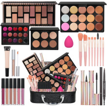 Kit trucco tutto in uno per ragazze, kit regalo per il trucco per donne, kit completo che include spugna, ombretto, rossetto liquido, correttore,