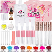 BRIPATI DIY-Lipgloss-Set, 46-teilig, DIY-Lipgloss-Set zum Herstellen Ihres eigenen Lipgloss, feuchtigkeitsspendende Lippenglasur, handgefertigtes Set,