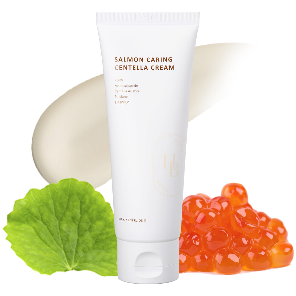 Heveblue Cream Salmon Caring Centella - Salmon Pdrn, Salmon Egg Extract, Centella, Madecassoside, Improve Skin Moisture Loss, Restore And Rejuvenate D
