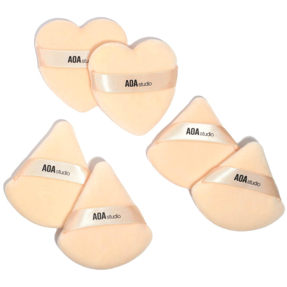 Aoa Studio Velvet Puffs Makeup Puff Set Of 6 Loose Powder Body Powder, Velour Makeup Blender Sponge Foundation Blending Sponges Set Beauty Makeup Tool