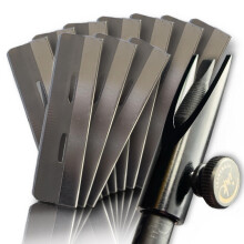 Metal Eyebrow Pencil Shaper and Sharpener, Shaping Tool for Waterproof Peel-Off Brow Pencils with 10 Razors Duckbill Makeup Pencil Sharpener Eyebrow M