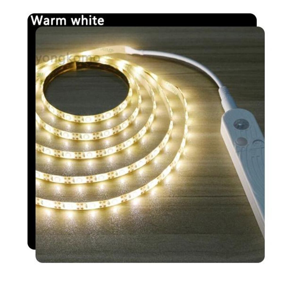 (warm white, 1M) Led Under Cabinet Light Led Strip Lamp With Wireless Pir Motion Sensor 2835 Kitchen Stairs Wardrobe Bed Side Lights