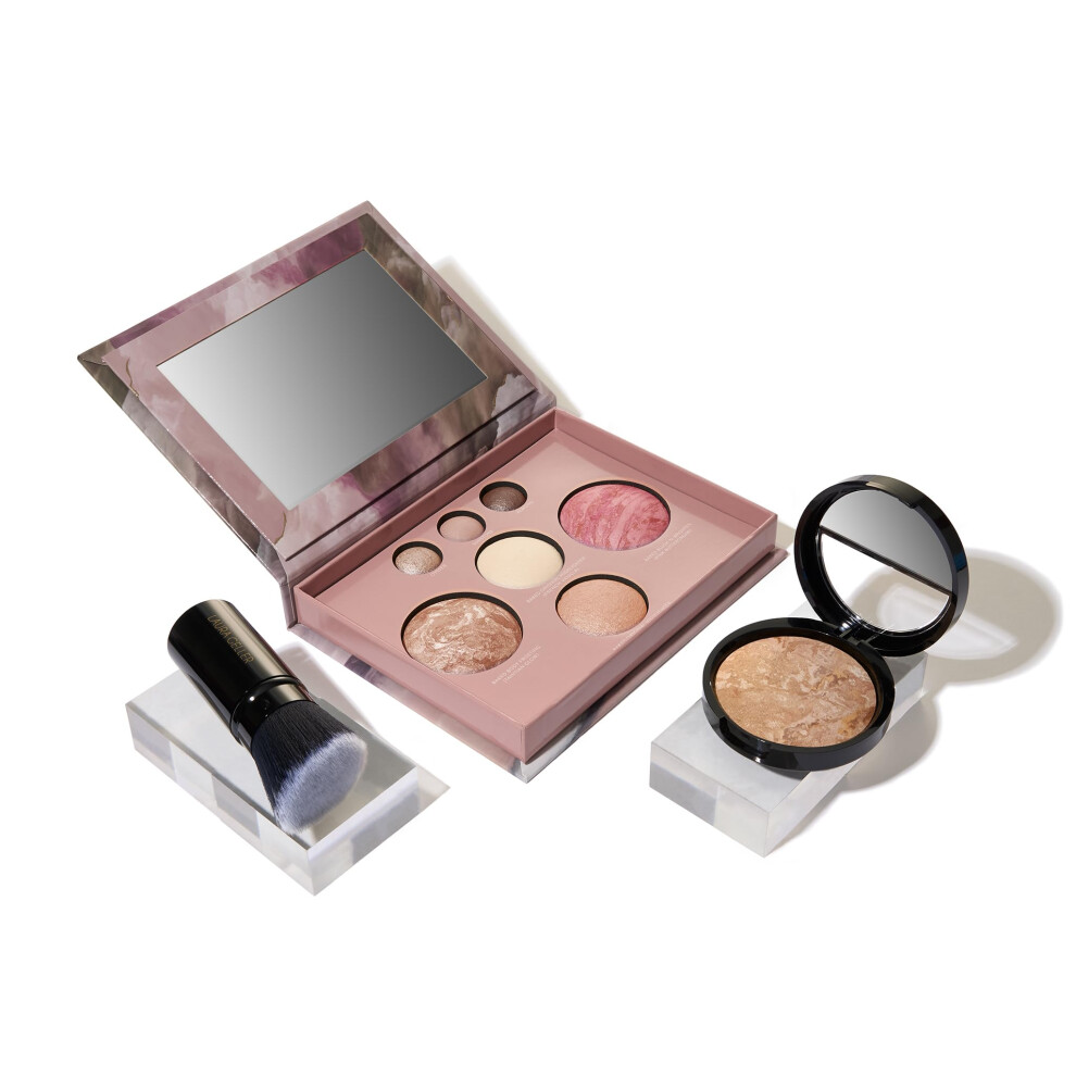 LAURA GELLER NEW YORK Baked Starter Kit: Medium - Best of the Best Full Face Palette + Baked Balance-n-Brighten Powder Foundation + Retractable Angled