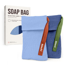 ZOMCHI 2 pezzi Sacchetti per saponette con diversa ruvidità, Sacchetti per sapone esfoliante, Sacchetto per sapone per bagnoschiuma blu