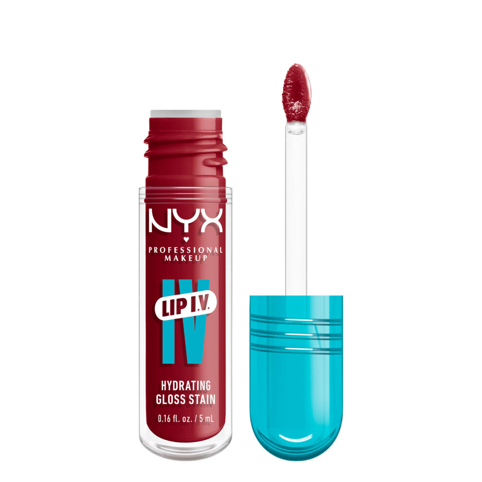 NYX PROFESSIONAL MAKEUP Lip IV Hydrating Gloss Serum, Lip Stain with 12HR Hydration - Berry Thirsty Red Lip Gloss