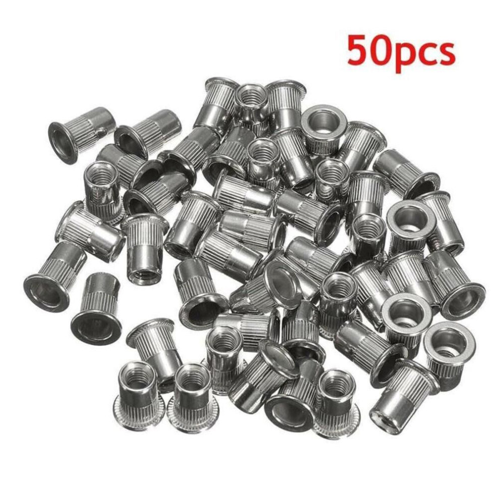 50pcs M6 Thread 304 Stainless Steel Flat Head Rivet Nut Rivnuts Insert Nutsert