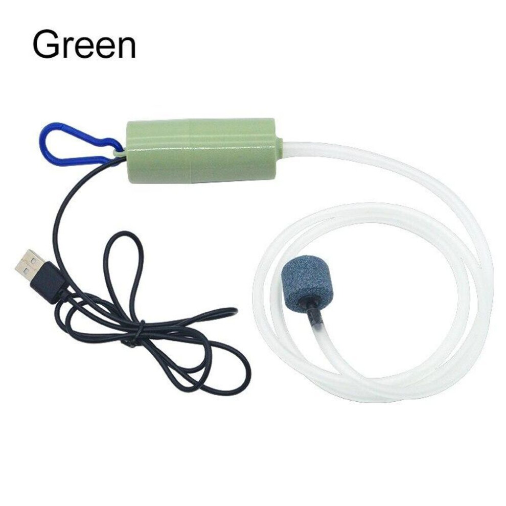 (green) Aquarium Oxygen Air Pump Fish Tank USB Silent Air Compressor Aerator Portable Mini Small Oxygenator Aquarium Accessories 5v 1W