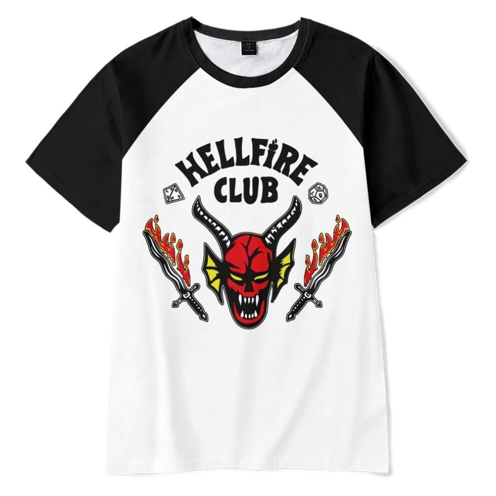 (S, as the picture) Women/Men's Fashion Hellfire Club Printed Short Sleeve T-shirts Casual O-neck Cool Tops
