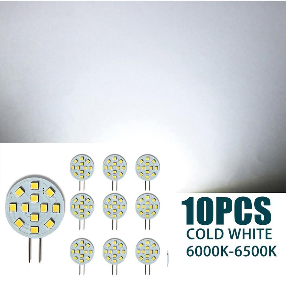 (cool white) 10pack G4 12-2835 Smd Led Bulb Lamp Super Bright Ac/dc12v 2w For Recessed Puck Light Cabinet Lighting Rv Interior