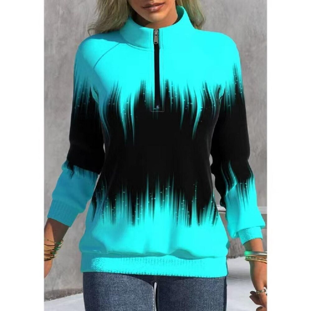 (3XL, cool black) Womens Long-sleeve Sweatshirt with Half Turtleneck Zipper Cardigan Baggy Warm Ladies Tops Coat Fashion Casual Pullover Sweatshirts