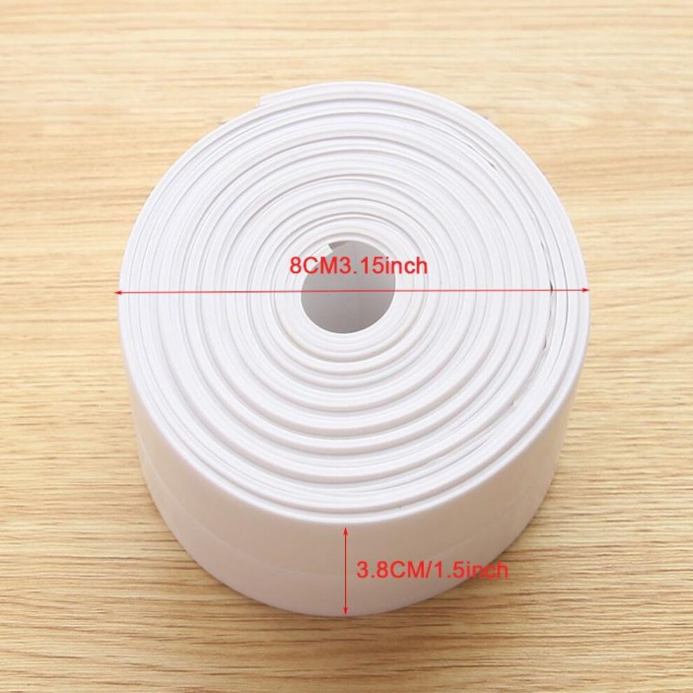 (white, 3.8cm x 330cm) 3.2m Pvc Bath Sink Sealing Strip Tape Caulk Strip Self Adhesive Waterproof Mould-proof Wall Sticker Sink Edge Tape For Bathroom Kitchen Accessories