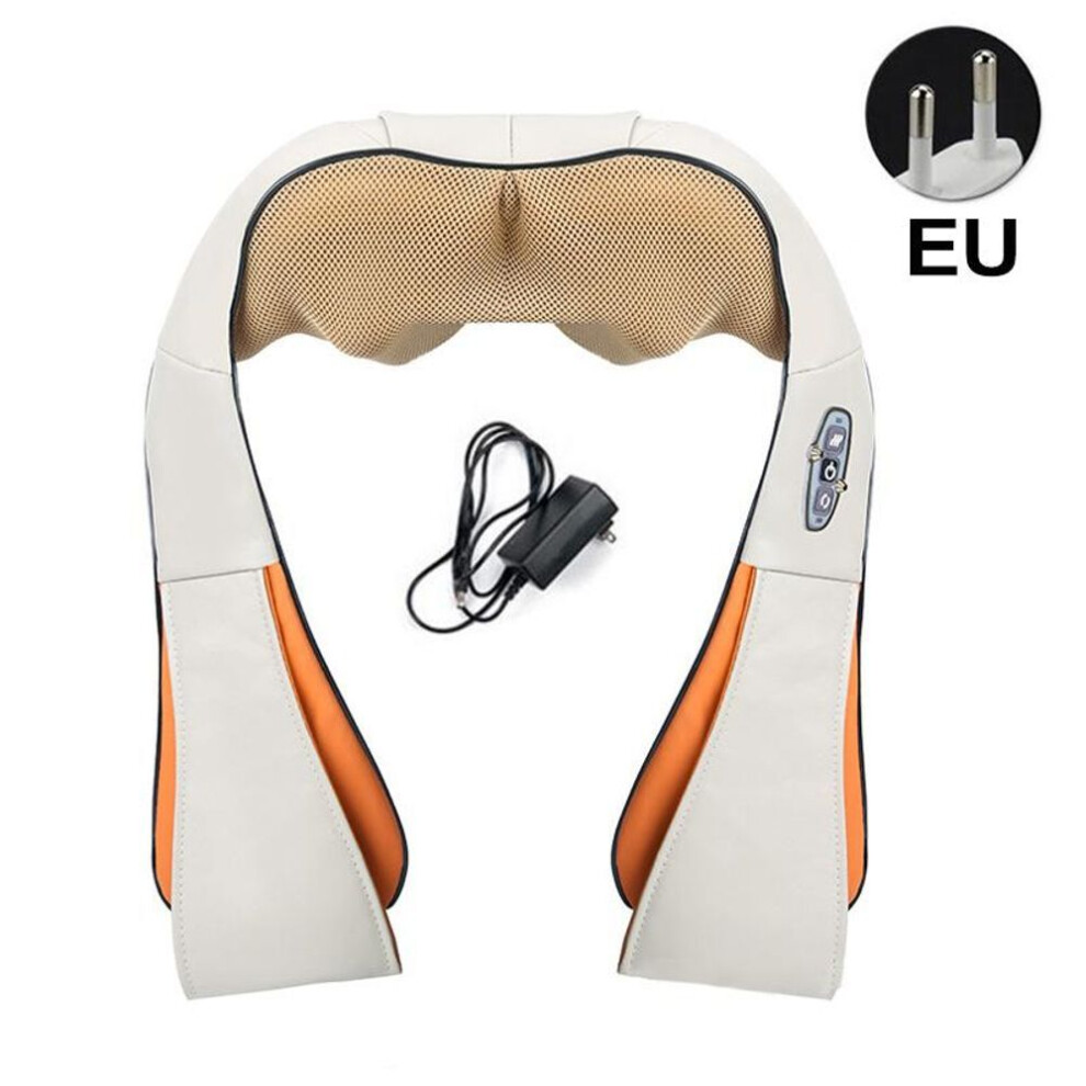 (EU plug) U Shape Kneading Shiatsu Infrared Heated Kneading Car/home Massagem Cervical Back Neck Massager Shawl Device Shoulder Massager