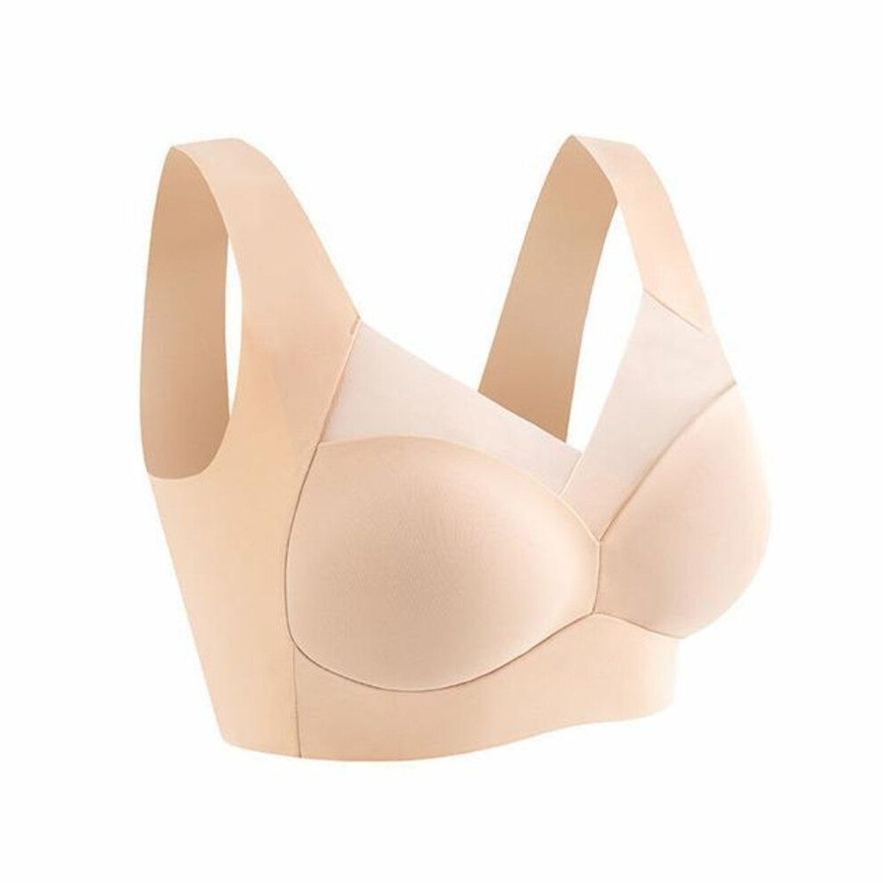 (beige, XXL) FINETOO Women Sport Bras Lace Plus Size Bralette Backless Seamless Bra Brassiere Vest Gathers Shock-Proof Soutien Gorge Wireless Top