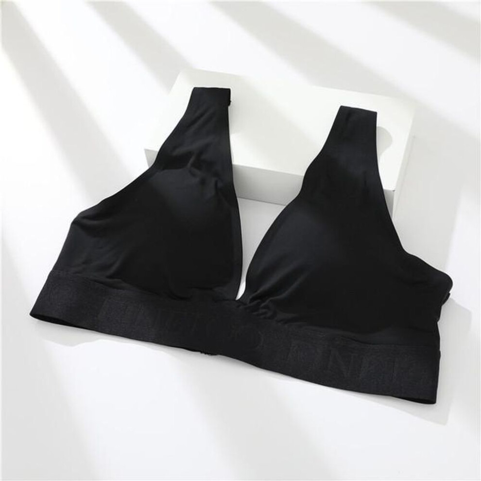 (black, S) FINETOO S-XL V-Neck Women Bra Plus Size Cropped Top Female Lingerie Sexy Woman&apos;s Underwear Tube Tops Girls Push Up Active Bras