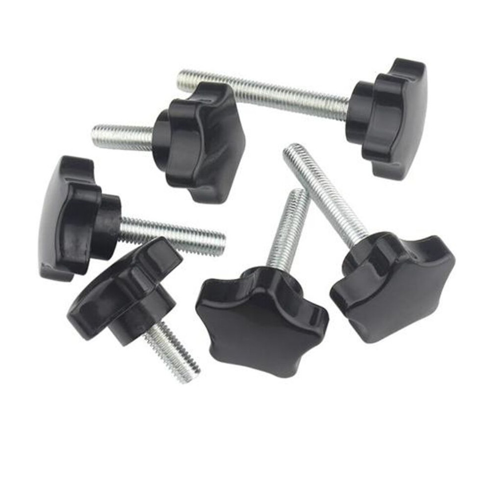 (M5x8) 5Pcs Star Shape Thread Clamping Handle Bolt Bakelite Hand Knob Tightening Screw Industry Equipment Plastic Steel M5 M6 M8