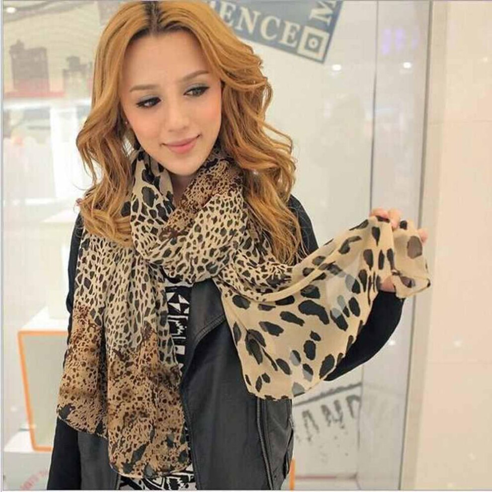 Winter Women Pop Chiffon Wrap Stole Soft Leopard Print Scarf Fashion Scarves Shawl