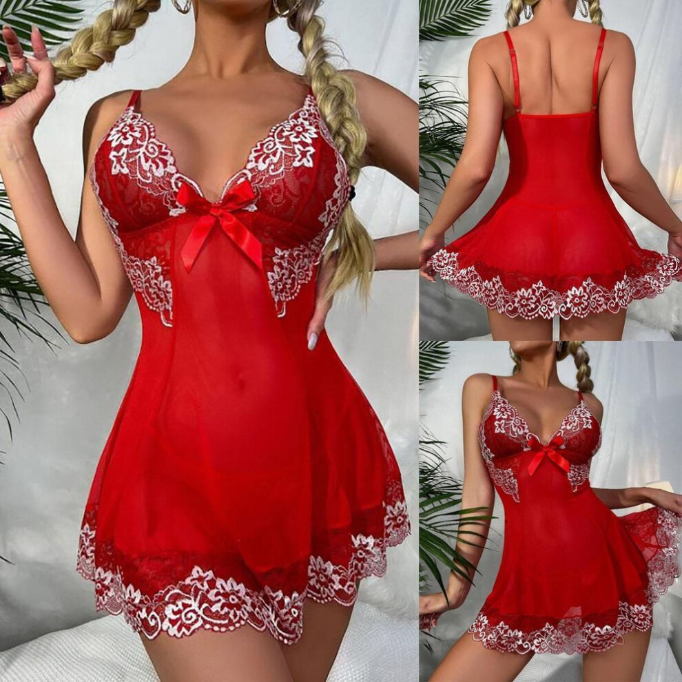 (red, XL) Women&apos; Fashion Suspenders Strap Sexy Lace   Nightdress Underwear