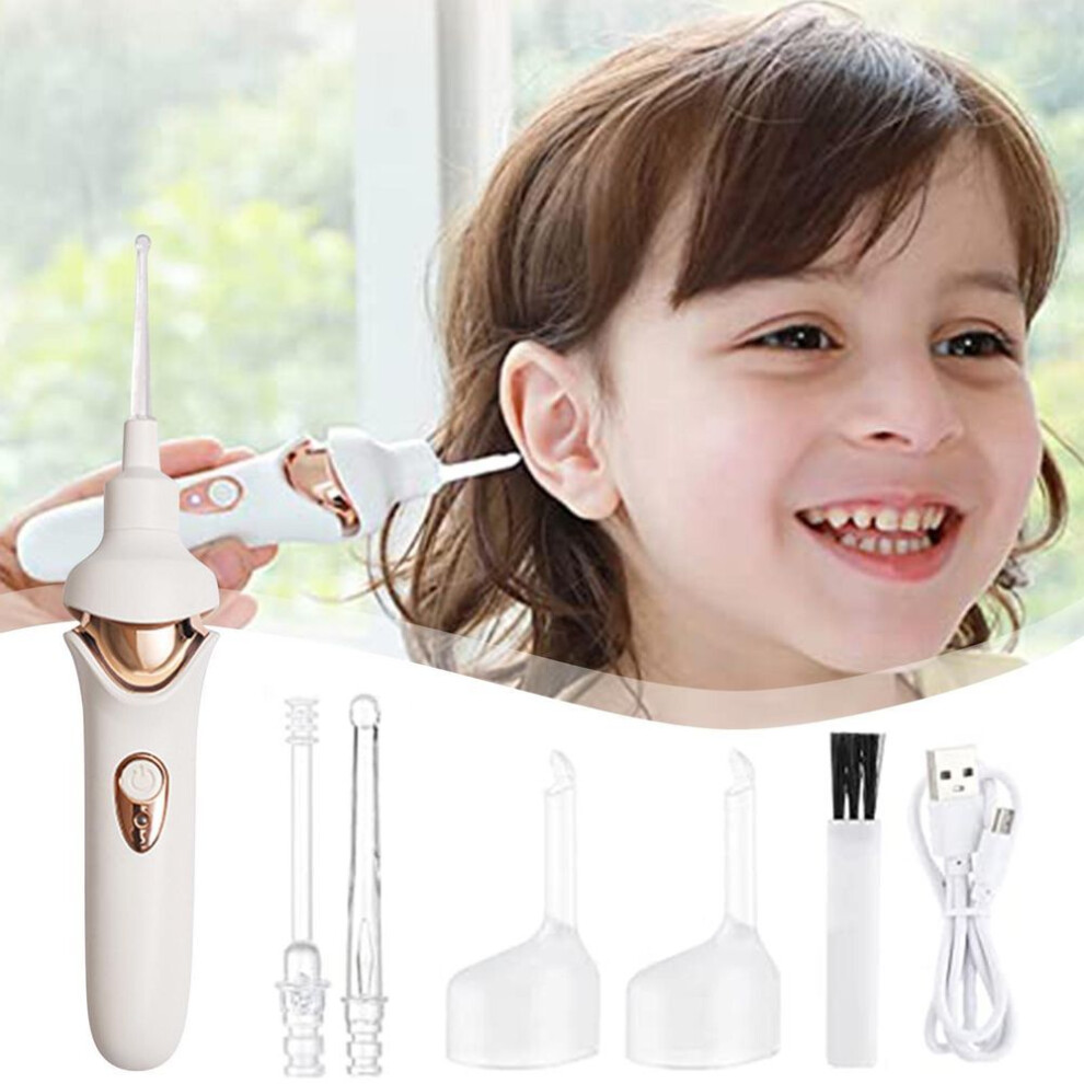 (white, One Size) Electric Ear Scoop Ear Wax Suction Tool Set Ear Extractor For Children And Adults