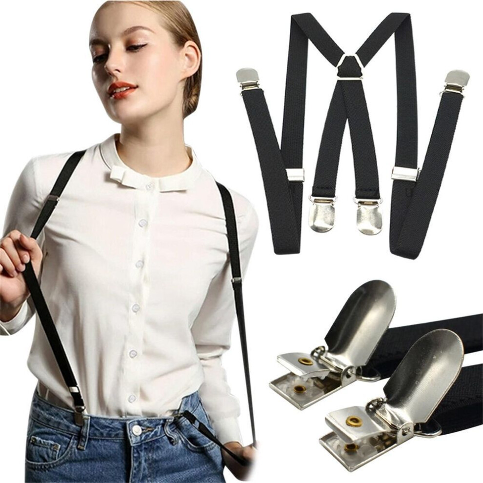 (as the picture) Mens&Womens Wide Suspenders Heavy Duty Strong Clips Adjustable Elastic Braces Big Tall X-Back