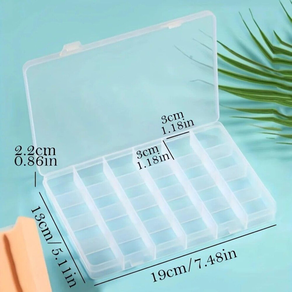 (white) 24 Compartments Clear Jewelry Box, Plastic Organizer Storage Container With Adjustable Dividers For Jewelry Crafts Beads